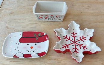 3pc Ceramic Christmas Dishes