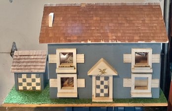 Large Vintage Wooden Dollhouse & Accessories
