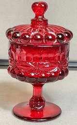 Moser Ruby Glass - Eye Winker Covered Compote