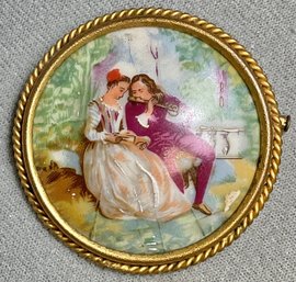 Antique Limoges Hand Painted Porcelain Brooch