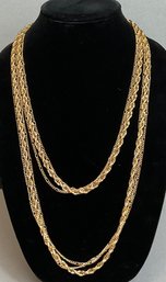 Vintage Three Strand Gold Tone Necklace