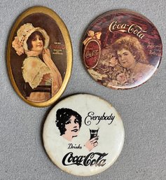 3 Vintage Coca Cola Advertising Pocket Mirrors