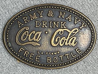 Vintage Army & Navy Coca Cola Free Bottle Token