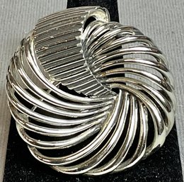 Vintage Marcel Boucher Silver Tone Modernist Brooch/ Pin