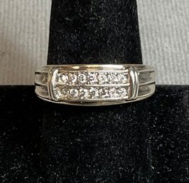 Mens Sterling & Diamond Wedding Band/ Ring