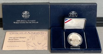 1995 Special Olympics World Games Proof Silver Dollar
