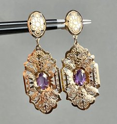 14k Amethyst Dangle Earrings
