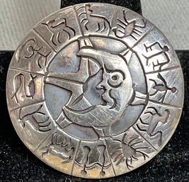 Mexico Sterling Zodiac Shield Brooch/ Pendant