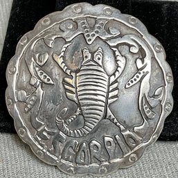 Mexico Sterling Scorpio Zodiac Brooch/ Pendant