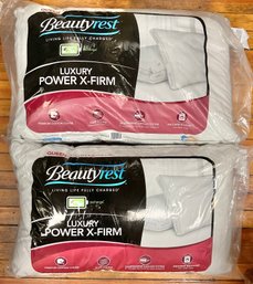 2 Queen Beauty Rest Luxury Power X-Firm Pillows - New