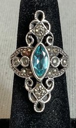 Sterling Marcasite & Topaz Ring