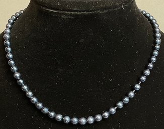 Blue Pearl Necklace W/ 14k Gold Clasp