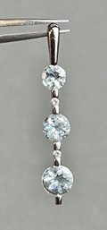 14k White Gold Topaz & Diamond Pendant