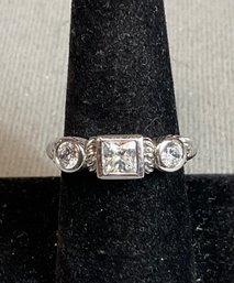 Designer Judith Ripka Sterling CZ Ring