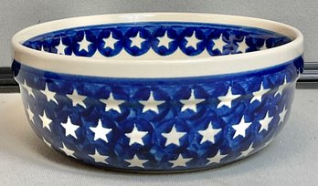 Boleslawiec Hand Made Poland Pottery Bowl - Stars