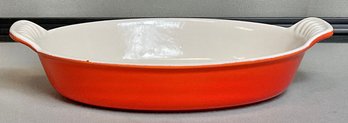 Vintage Le Creuset Enamel On Cast Iron Au Gratin Dish - Flame Orange