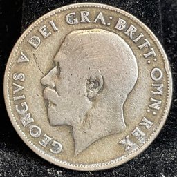 1921 British One Shilling Silver Coin