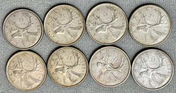 8pc Silver Canadian Quarters