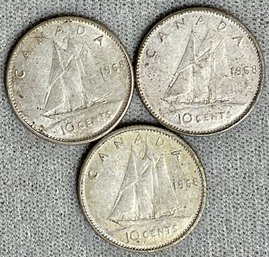 3pc 1968 Silver Canadian Dimes