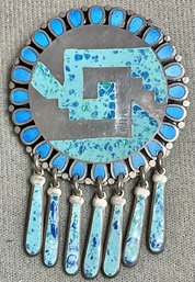 Jeronimo Fuentes Sterling Silver Blue Enamel Brooch/Pendant