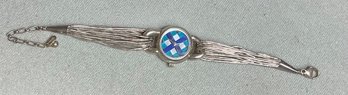 Natural Stone Face Watch W/ Liquid Sterling Silver Band