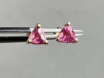 14k Gold Pink Tourmaline Stud Earrings
