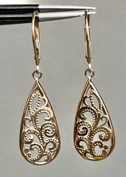 14k Gold Dangle Filigree Earrings