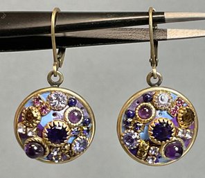 Designer Michal Golan Earrings - Purple Stone