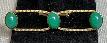 Vintage Signed Freirich Uranium Glass Brooch