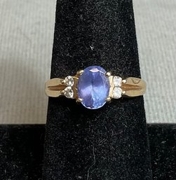 14k Gold Tanzanite & Diamond Ring