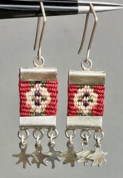 900 Silver Woven Rug Earrings