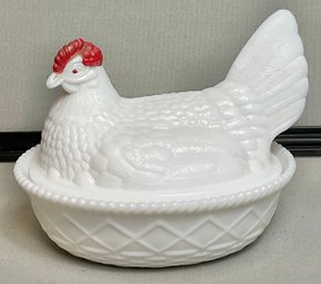 Westmoreland Milk Glass Hen On Nest Covered Dish