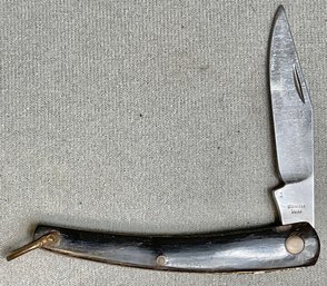 Vintage Stainless Steel China Buffalo Horn Handle Pocket Knife