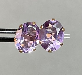 14k Gold Amethyst Stud Earrings
