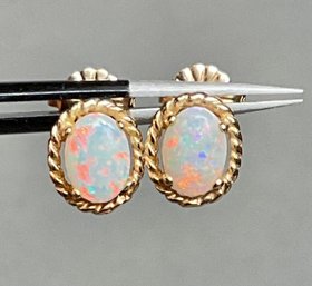 Beautiful 14k Gold Opal Stud Earrings
