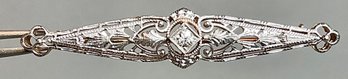 Beautiful 14k Yellow & White Gold Diamond Bar Pin