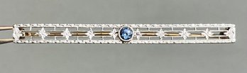 Amazing  14k Yellow & White Gold Sapphire Bar Pin