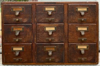 Oak 9 Drawer Library Card Catalogue