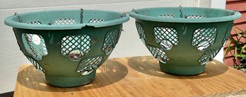 2 Plastic Hanging Plant Baskets