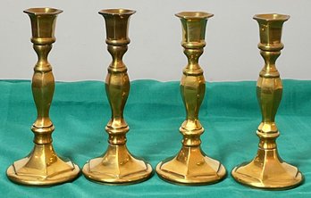 4 Solid Brass Candlesticks