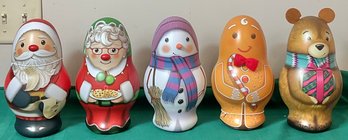 5 Russel Stover Christmas Figure Tins
