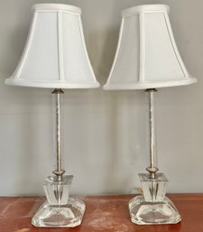 Pair Vintage Glass Lamps