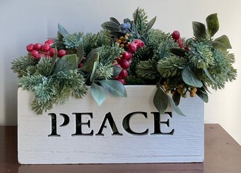 Wood Peace Box W/ Faux Pine Assortment