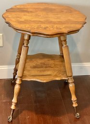 Antique Oak Table W/ Eagle Claw & Glass Ball Feet