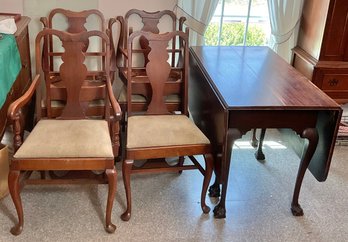 Mahogany Drop Leaf Dining Room Table & 6 Chairs