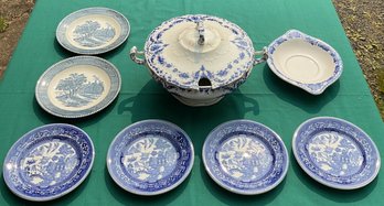 8pc  Misc. Vintage Blue & White China