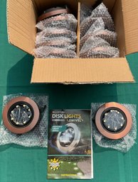 10pc Bell & Howell Solar Powered Adjustable Stainless Steel Disk Lights - New