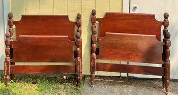 2 Twin Mahogany Pineapple Top Bed Frames
