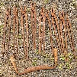Antique Blacksmith Pliers & Draw Blade
