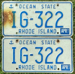Pair Rhode Island License Plates